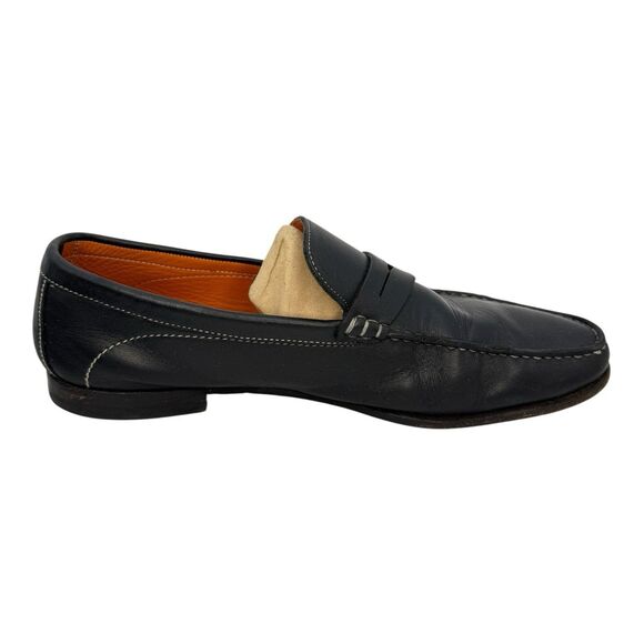 Santoni Austin Black Leather Penny Loafers Mens Size 10 D main image 4